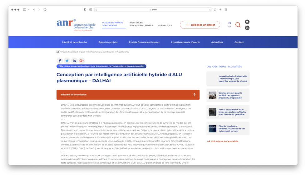 Conception par intelligence artificielle hybride d'ALU plasmonique