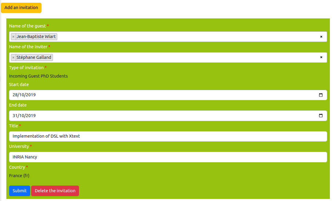 Invitation editor