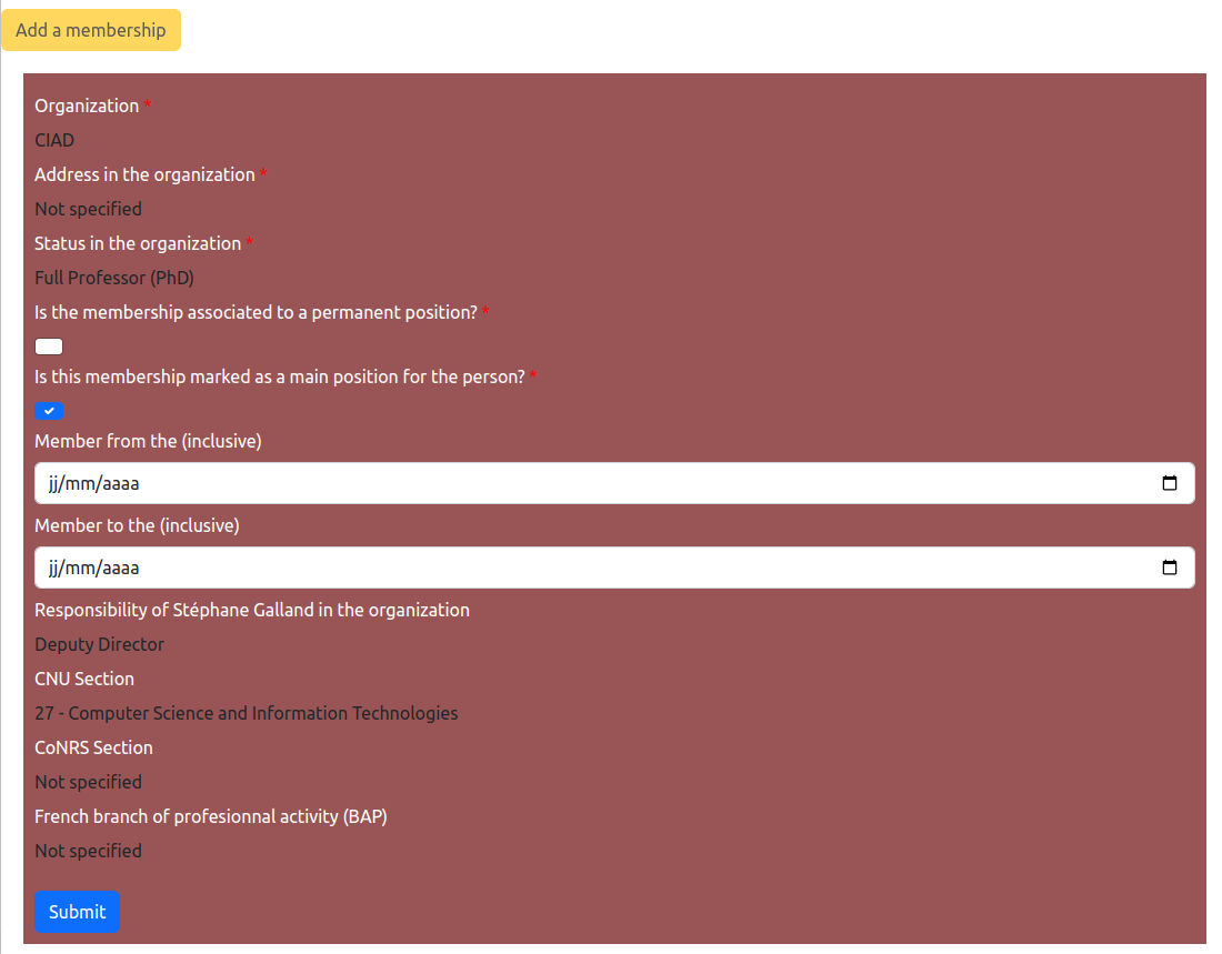 Addition form